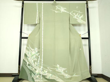 平和屋着物●本加賀友禅作家　石田己代治　訪問着　水芭蕉　白樺　正絹　逸品　DABI6599ps
