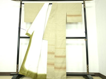 平和屋着物●訪問着　紬地　作家物　横段文　正絹　逸品　DABI6602ps