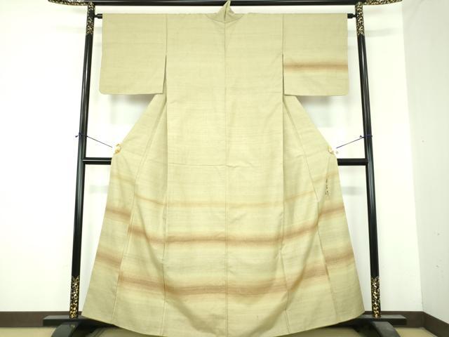 平和屋着物●訪問着　紬地　作家物　横段文　正絹　逸品　DABI6602ps