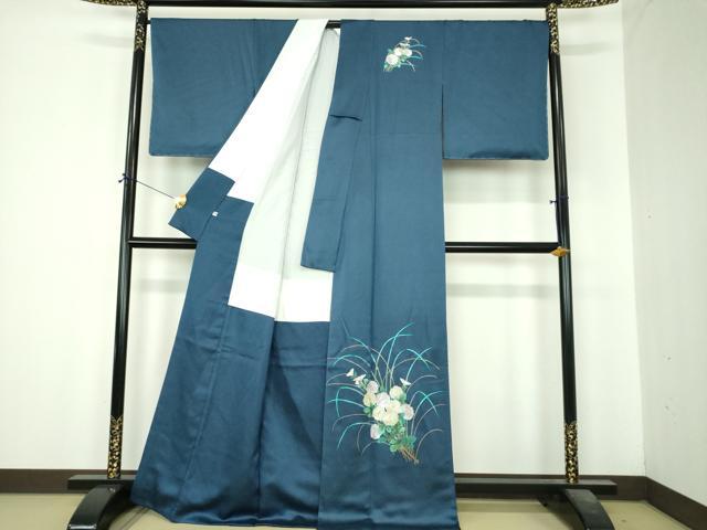平和屋着物●国際的伝統工芸作家　十二代・藤林徳扇　苑寿　訪問着　菊文　金銀彩　銀通し地　正絹　逸品　未使用　DABI6604ps