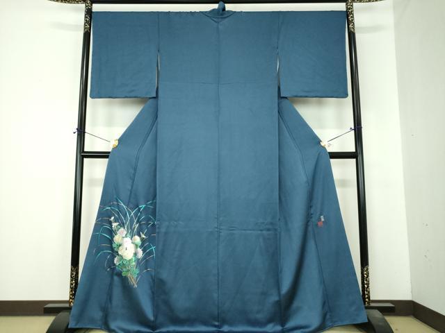 平和屋着物●国際的伝統工芸作家　十二代・藤林徳扇　苑寿　訪問着　菊文　金銀彩　銀通し地　正絹　逸品　未使用　DABI6604ps