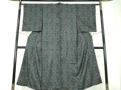 平和屋着物●アンティーク　大正ロマン　本場大島紬　龍郷絣　花菱文　正絹　逸品　DABI6610ps
