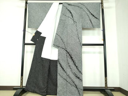 平和屋着物●訪問着　総絞り　霞文　黒地　さが美扱い　正絹　逸品　DABI6611ps
