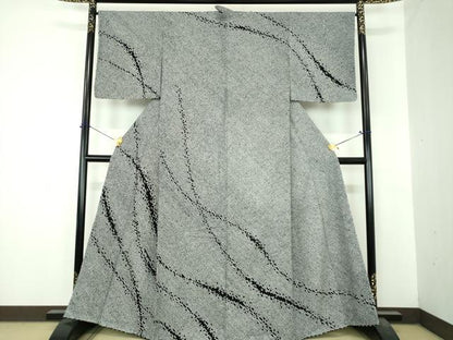 平和屋着物●訪問着　総絞り　霞文　黒地　さが美扱い　正絹　逸品　DABI6611ps