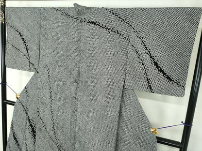 平和屋着物●訪問着　総絞り　霞文　黒地　さが美扱い　正絹　逸品　DABI6611ps