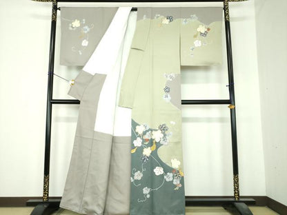 平和屋着物●訪問着　駒刺繍　蔦の葉瓢箪　金彩　正絹　逸品　未使用　DABI6613ps