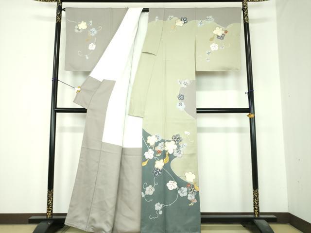 平和屋着物●訪問着　駒刺繍　蔦の葉瓢箪　金彩　正絹　逸品　未使用　DABI6613ps