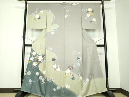 平和屋着物●訪問着　駒刺繍　蔦の葉瓢箪　金彩　正絹　逸品　未使用　DABI6613ps