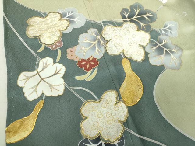 平和屋着物●訪問着　駒刺繍　蔦の葉瓢箪　金彩　正絹　逸品　未使用　DABI6613ps