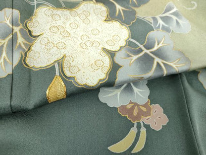 平和屋着物●訪問着　駒刺繍　蔦の葉瓢箪　金彩　正絹　逸品　未使用　DABI6613ps