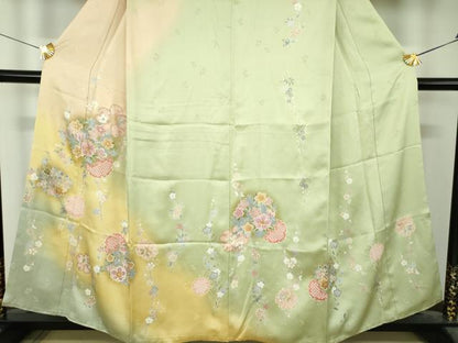 平和屋着物●訪問着　駒刺繍　絞り　雪輪花文　暈し染め　金彩　鈴乃屋扱い　正絹　逸品　DABI6614ps