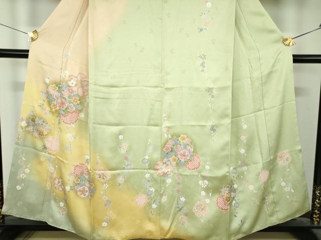 平和屋着物●訪問着　駒刺繍　絞り　雪輪花文　暈し染め　金彩　鈴乃屋扱い　正絹　逸品　DABI6614ps