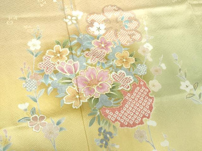 平和屋着物●訪問着　駒刺繍　絞り　雪輪花文　暈し染め　金彩　鈴乃屋扱い　正絹　逸品　DABI6614ps