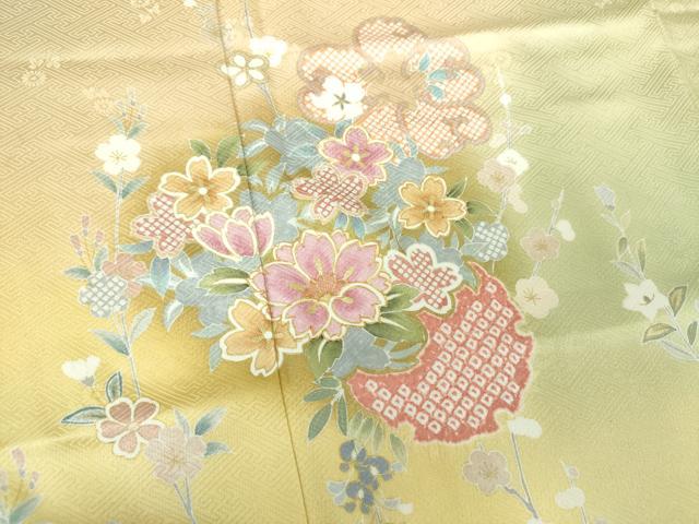 平和屋着物●訪問着　駒刺繍　絞り　雪輪花文　暈し染め　金彩　鈴乃屋扱い　正絹　逸品　DABI6614ps