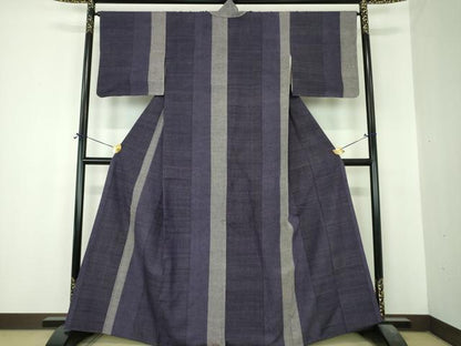 平和屋着物●結城紬　80亀甲　間道　正絹　逸品　未使用　DABI6628ps