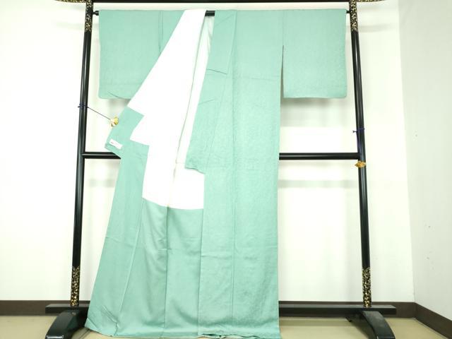 平和屋着物●上質な色無地　花尽くし地紋　青竹色　やまと誂製　正絹　逸品　未使用　DABI6629ps