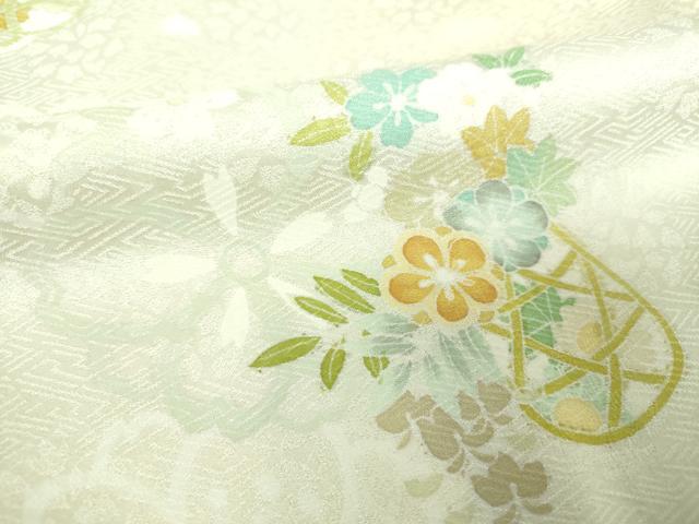 平和屋着物●訪問着　舞桜　花籠文　暈し染め　ロング丈　正絹　逸品　DABI6634ps