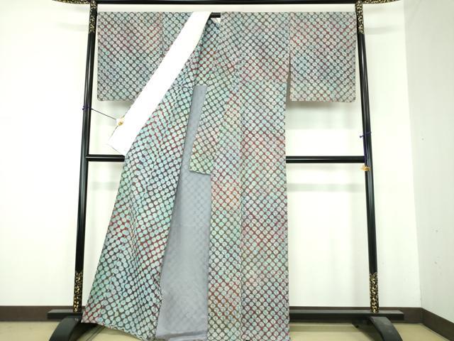 平和屋着物▽菅原工房　菅原結作　漢方染紬　単衣　蜘蛛絞り　正絹　逸品　DABI6635ps