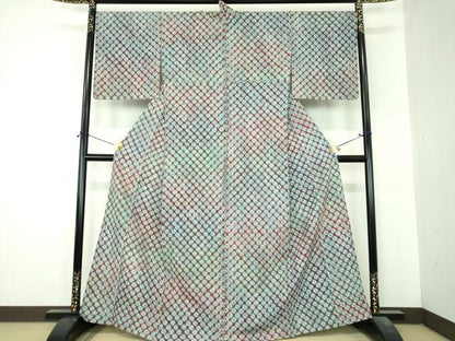 平和屋着物▽菅原工房　菅原結作　漢方染紬　単衣　蜘蛛絞り　正絹　逸品　DABI6635ps