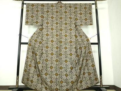 平和屋着物●本場大島紬　割り込み絣　花菱文　正絹　逸品　DABI6636ps