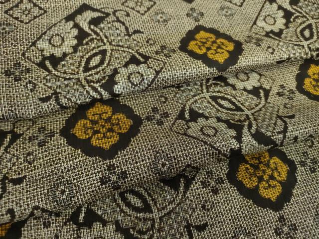 平和屋着物●本場大島紬　割り込み絣　花菱文　正絹　逸品　DABI6636ps