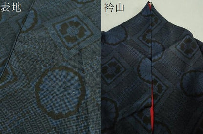 平和屋着物●アンティーク　大正ロマン　本場大島紬　龍郷絣　花菱文　正絹　逸品　DABI6637ps