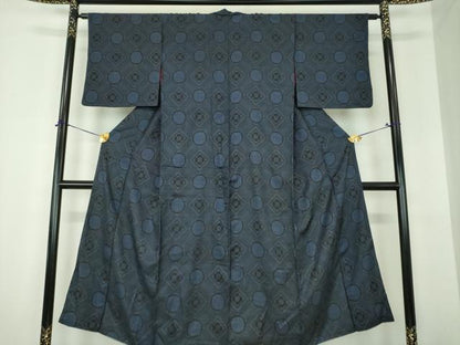 平和屋着物●アンティーク　大正ロマン　本場大島紬　龍郷絣　花菱文　正絹　逸品　DABI6637ps