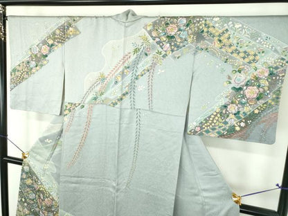 平和屋着物●訪問着　絞り　辻が花　暈し染め　金彩　正絹　逸品　DABI6640ps