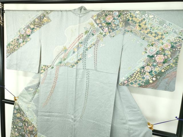 平和屋着物●訪問着　絞り　辻が花　暈し染め　金彩　正絹　逸品　DABI6640ps