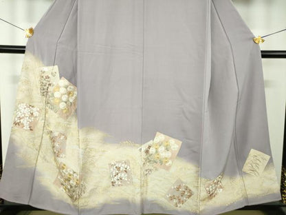 平和屋着物●豪華色留袖　総刺繍　立波色紙花文　暈し染め　金糸　正絹　逸品　DABI6641ps
