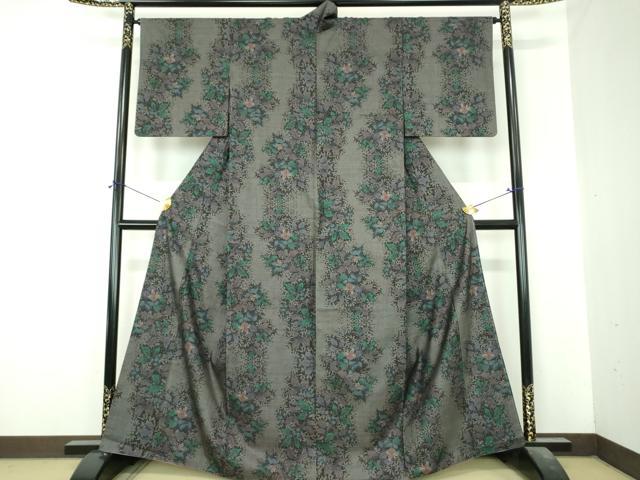 平和屋着物●本場大島紬　9マルキ　枝花文　正絹　逸品　未使用　DABI6642ps