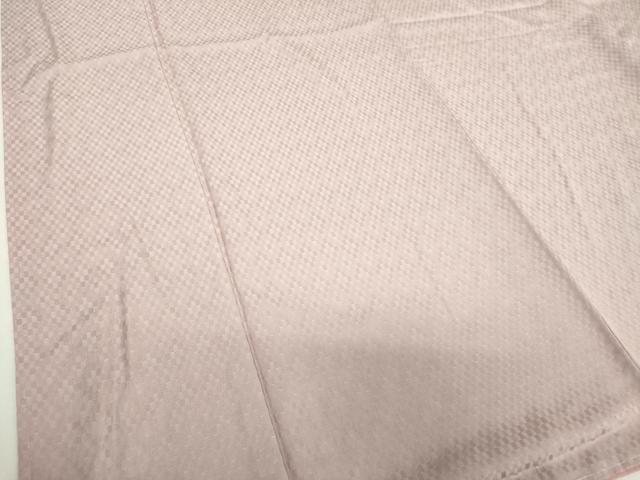 平和屋着物●上質な色無地　ワンポイント　市松地紋　更紗花文　灰桜色　正絹　逸品　未使用　DABI6647ps