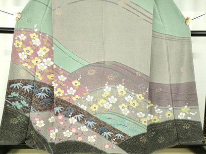平和屋着物●十日町友禅　女流作家　遠田藤舟　訪問着　笹花文　正絹　逸品　未使用　DABI6648ps
