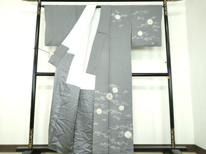 平和屋着物●訪問着　駒刺繍　正倉院花文　金彩　金通し地　正絹　逸品　DABI6649ps