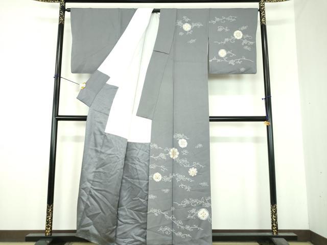 平和屋着物●訪問着　駒刺繍　正倉院花文　金彩　金通し地　正絹　逸品　DABI6649ps