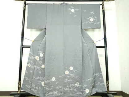 平和屋着物●訪問着　駒刺繍　正倉院花文　金彩　金通し地　正絹　逸品　DABI6649ps