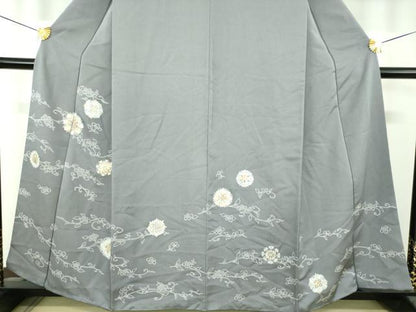 平和屋着物●訪問着　駒刺繍　正倉院花文　金彩　金通し地　正絹　逸品　DABI6649ps