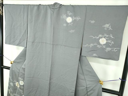 平和屋着物●訪問着　駒刺繍　正倉院花文　金彩　金通し地　正絹　逸品　DABI6649ps