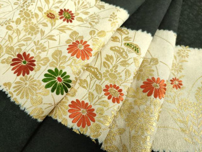 平和屋着物●中国三大刺繍　相良刺繍　訪問着　絞り　秋草文　黒地　金彩　や万本遊幾作　正絹　逸品　DABI6652ps