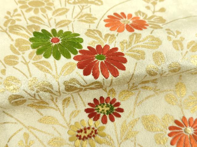 平和屋着物●中国三大刺繍　相良刺繍　訪問着　絞り　秋草文　黒地　金彩　や万本遊幾作　正絹　逸品　DABI6652ps