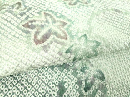 平和屋着物●名門　藤娘きぬたや・総絞り　訪問着　葡萄蔦の葉文　ロング丈　正絹　逸品　DABI6653ps