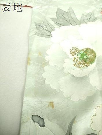 平和屋着物●豪華振袖　手描き　牡丹文　金彩　正絹　逸品　DABI6654ps