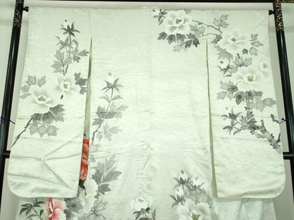 平和屋着物●豪華振袖　手描き　牡丹文　金彩　正絹　逸品　DABI6654ps