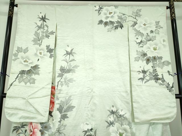 平和屋着物●豪華振袖　手描き　牡丹文　金彩　正絹　逸品　DABI6654ps