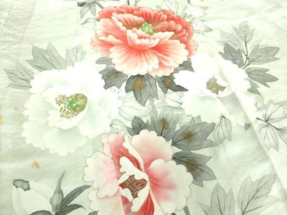 平和屋着物●豪華振袖　手描き　牡丹文　金彩　正絹　逸品　DABI6654ps