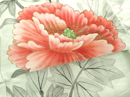 平和屋着物●豪華振袖　手描き　牡丹文　金彩　正絹　逸品　DABI6654ps