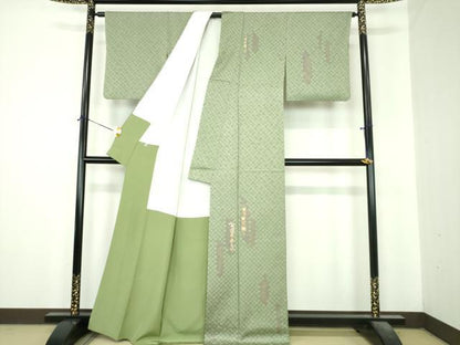 平和屋着物●訪問着　刺繍　絞り　草花文　金彩　ゑり善扱い　正絹　逸品　DABI6655ps