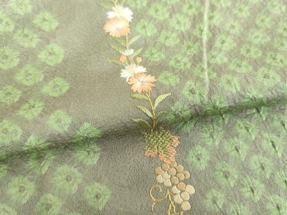 平和屋着物●訪問着　刺繍　絞り　草花文　金彩　ゑり善扱い　正絹　逸品　DABI6655ps