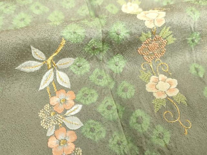 平和屋着物●訪問着　刺繍　絞り　草花文　金彩　ゑり善扱い　正絹　逸品　DABI6655ps