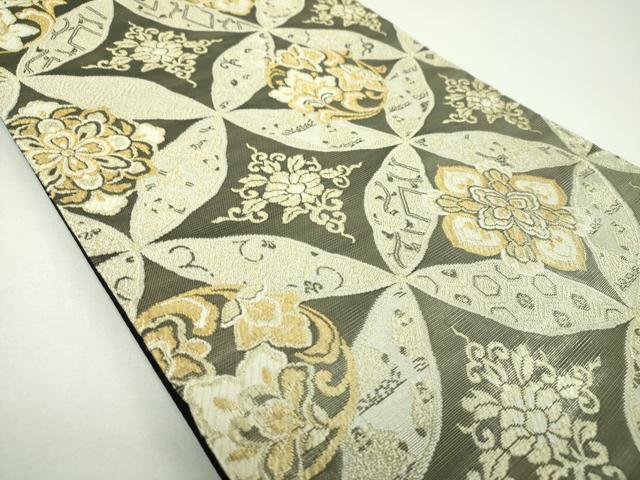 平和屋着物▼六通柄袋帯　七宝花文　金糸　正絹　逸品　DABI6662ps